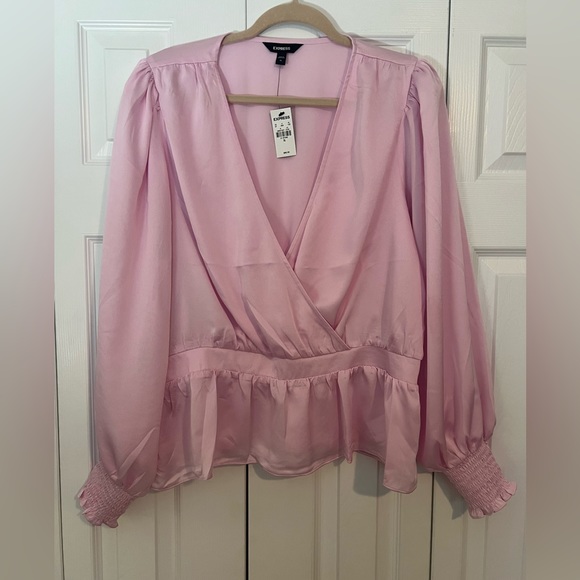 Express Tops - NWT Express Peplum style shirt, pink, size XL